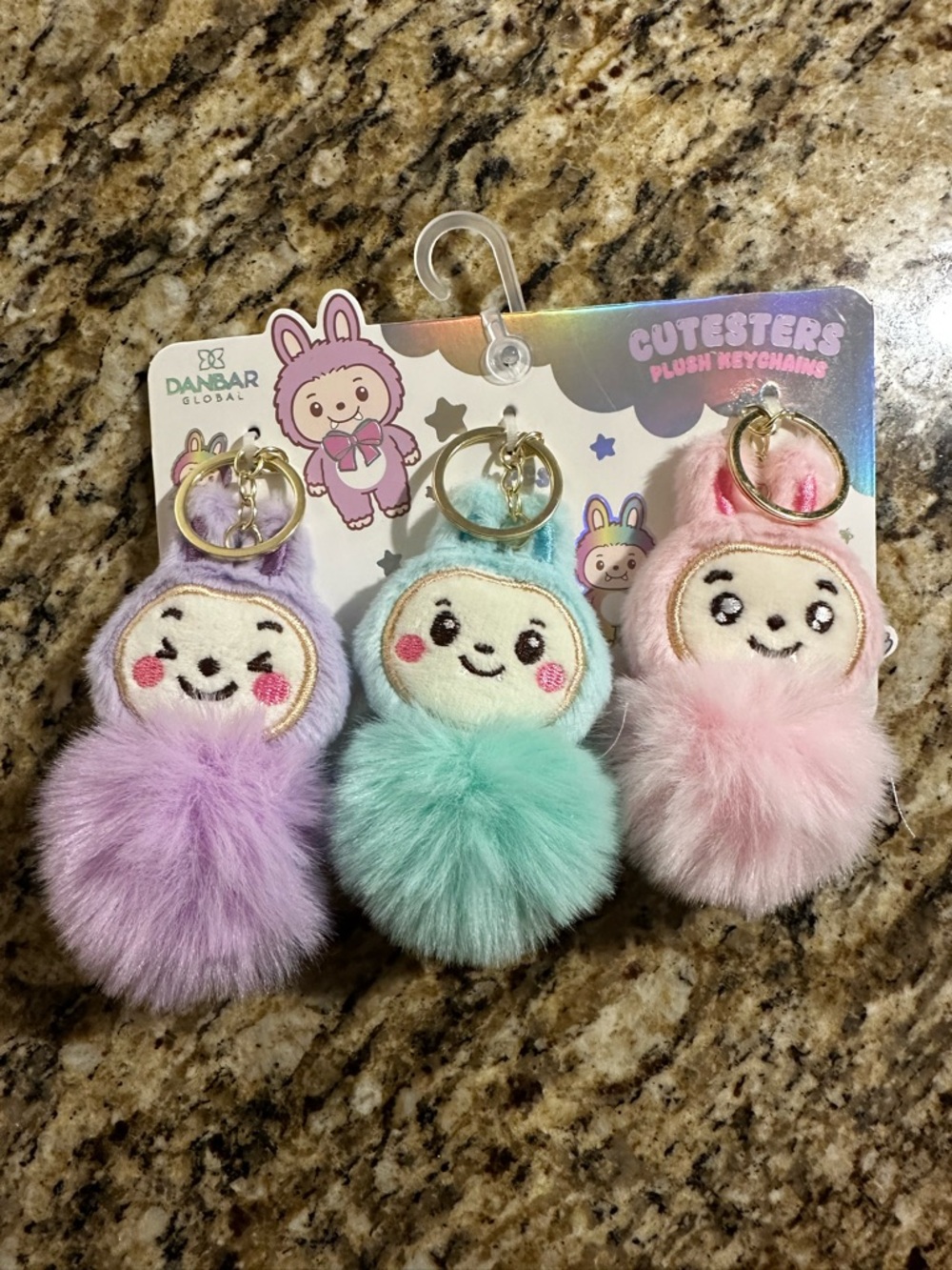 Cutesters Plush Keychain Trio - Purple, Mint, Pink